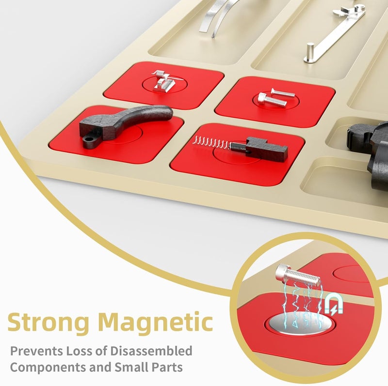 Magsaddle Pistol Gun Cleaning Mat, Thick Gun Cleaning Pad with Magnetic Organizer Parts Tray, Anti-Slip Rubberized Pistol Handgun Revolver Gun Mat, Protective Workbench Mat for Glock Cleaning - Image 2